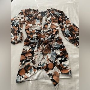 Satin low cut mini wrap dress